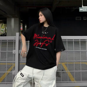 MINIMAL tee form boxy - Áo thun cổ tròn Thêu xù form rộng nam nữ unisex 🖤 Áo phông boxy Brand Jaystoree