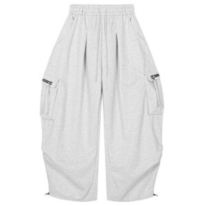 Quần nỉ túi hộp ống rộng Haven Studio form rộng xám, đen phong cách streetstyle